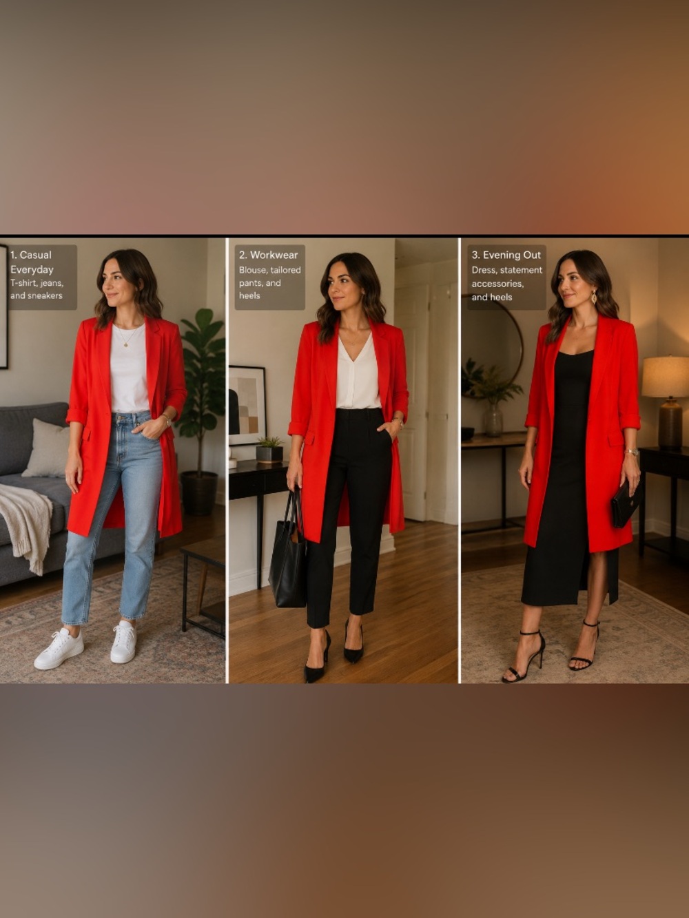Carolina Belle Montreal Red Longline Blazer Duster Jacket Size L Pockets NWT